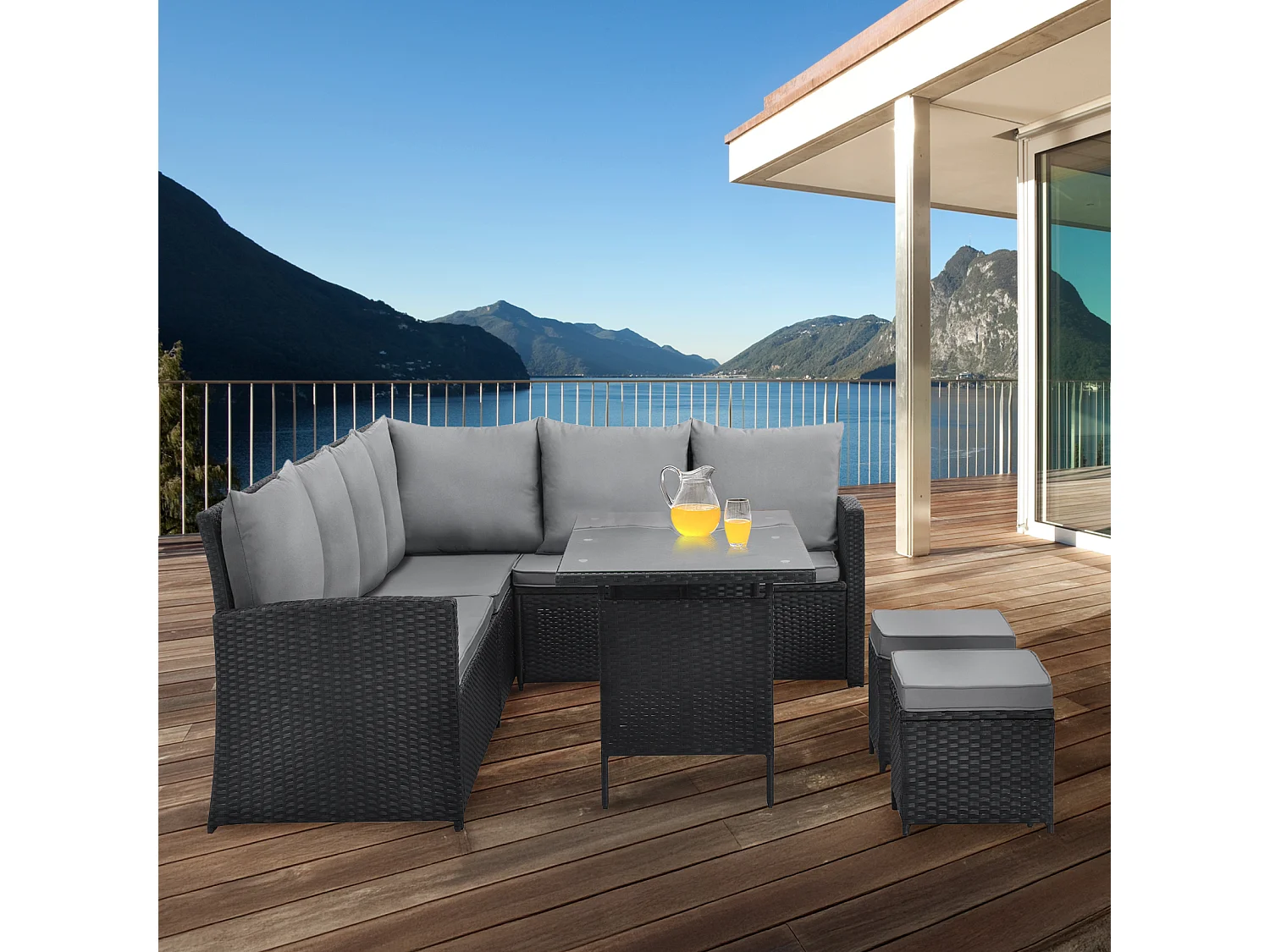 Ensemble de salon de jardin en polyrattan