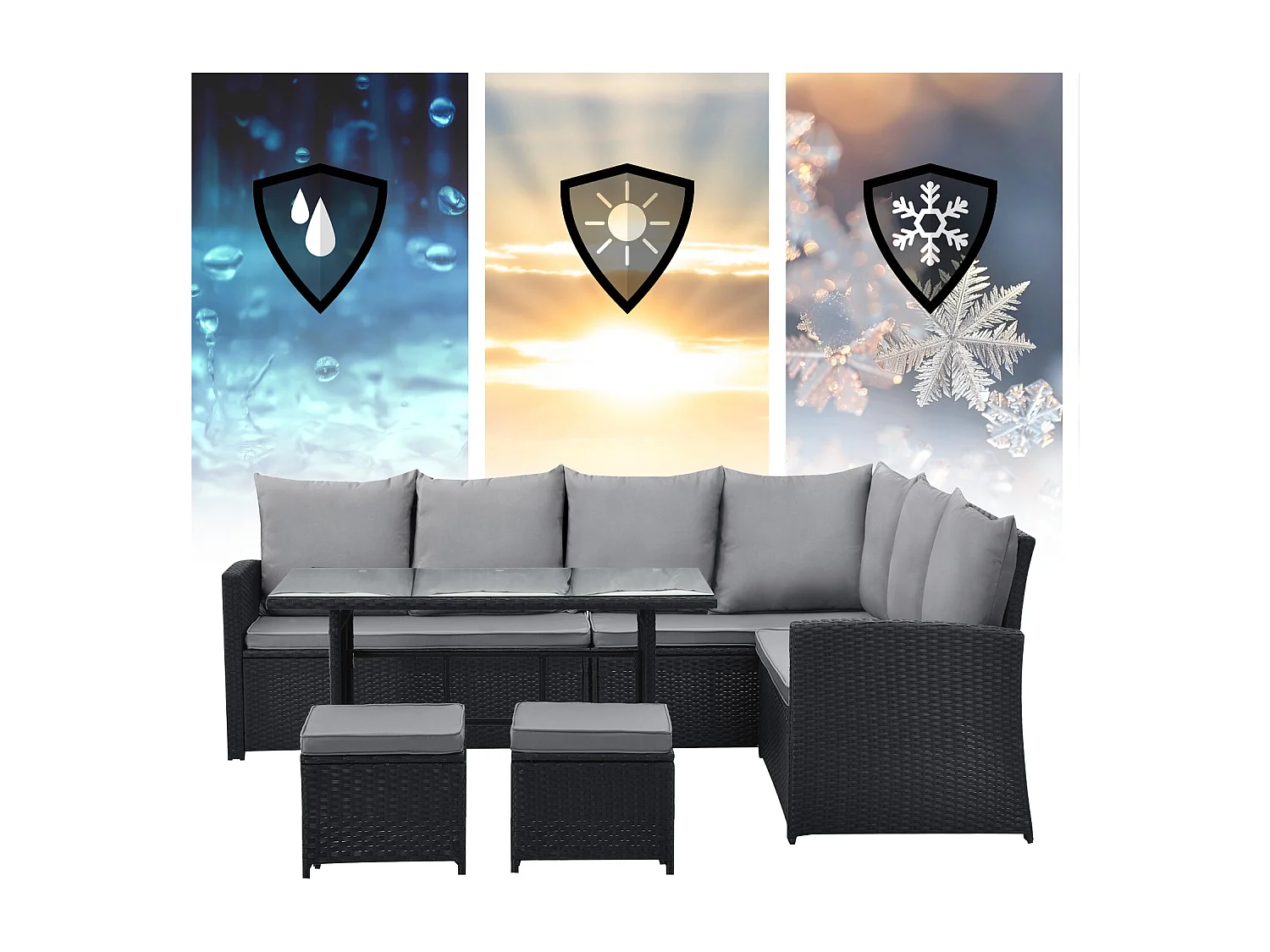 Ensemble de salon de jardin en polyrattan