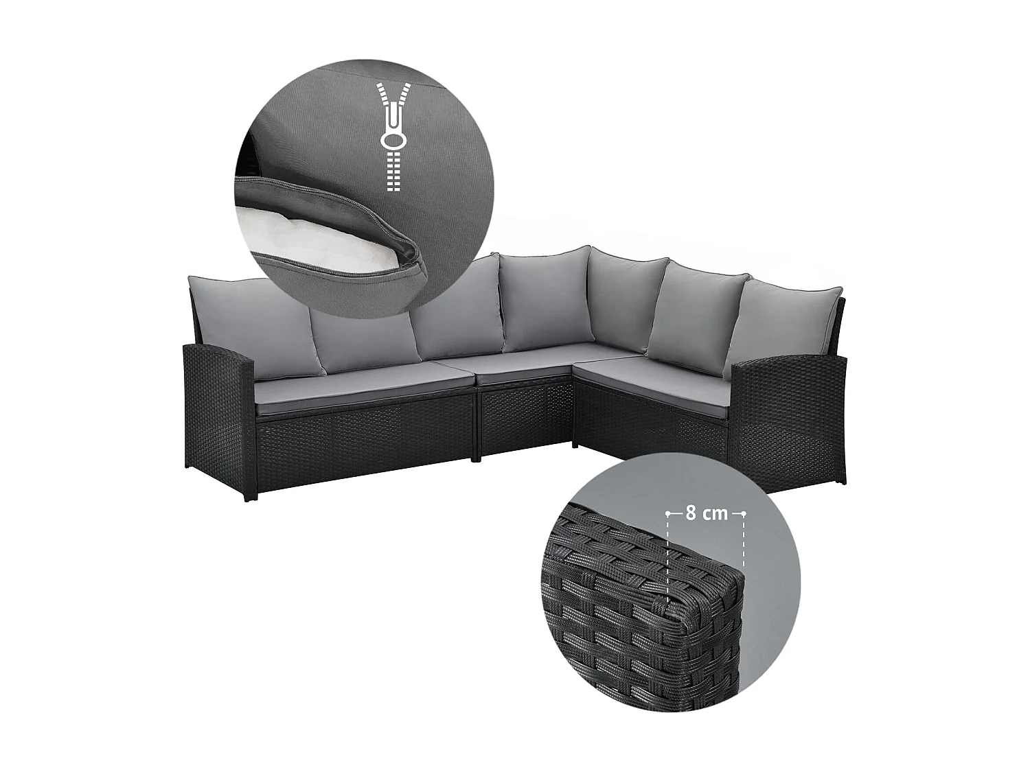 Ensemble de salon de jardin en polyrattan