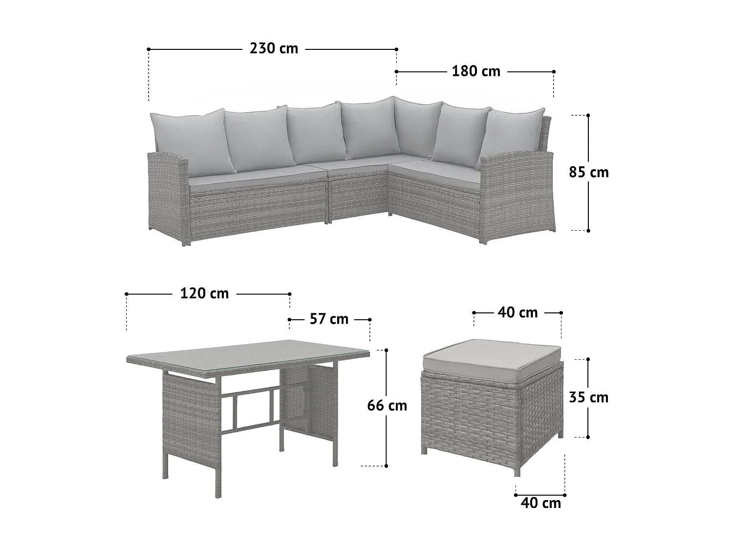 Ensemble de salon de jardin en polyrattan