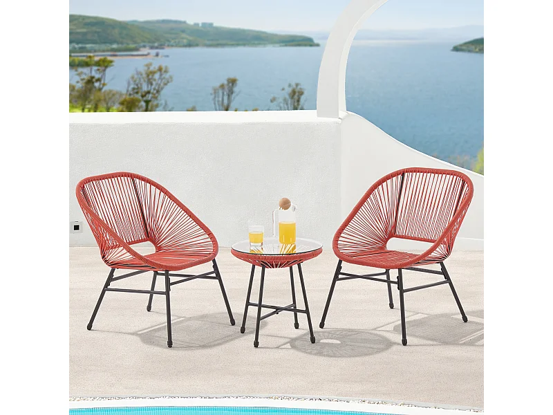 Ensemble table et chaises de balcon 3 pièces