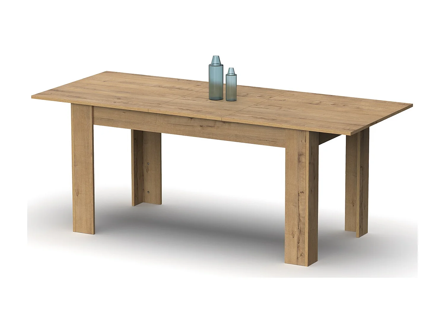 Mesa Comedor extensible en aglomerado y melamina color Roble dorado - Longitud 140-195 x Profundidad 80 x Altura 77 cm