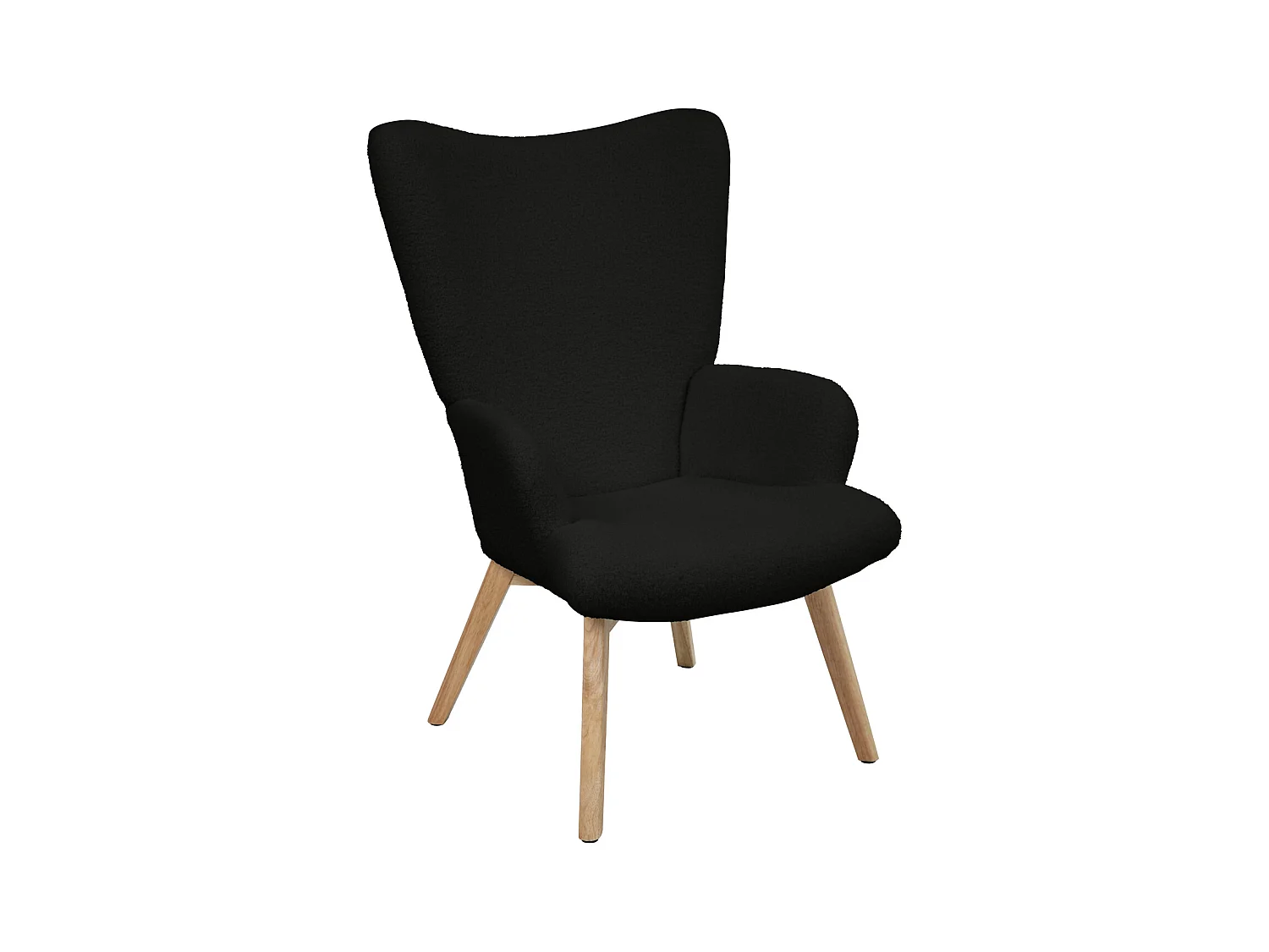SVITA OLAV fauteuil à oreilles chaise de relaxation accoudoir dossier haut moderne marron clair