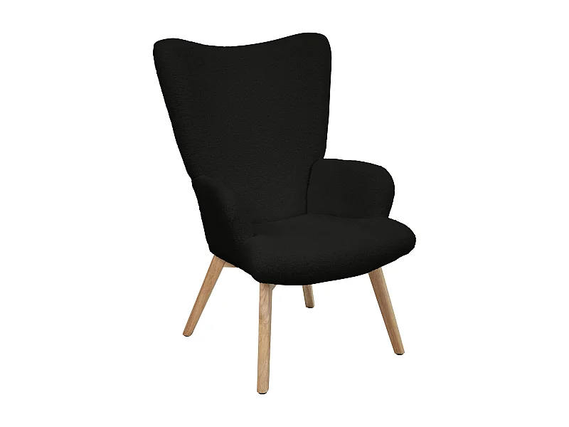 SVITA OLAV fauteuil à oreilles chaise de relaxation accoudoir dossier haut moderne marron clair