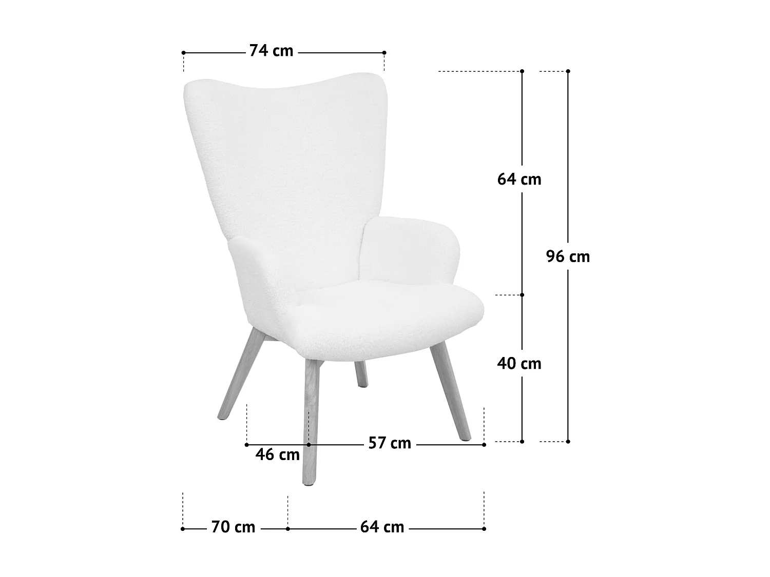 SVITA OLAV fauteuil à oreilles chaise de relaxation accoudoir dossier haut moderne blanc