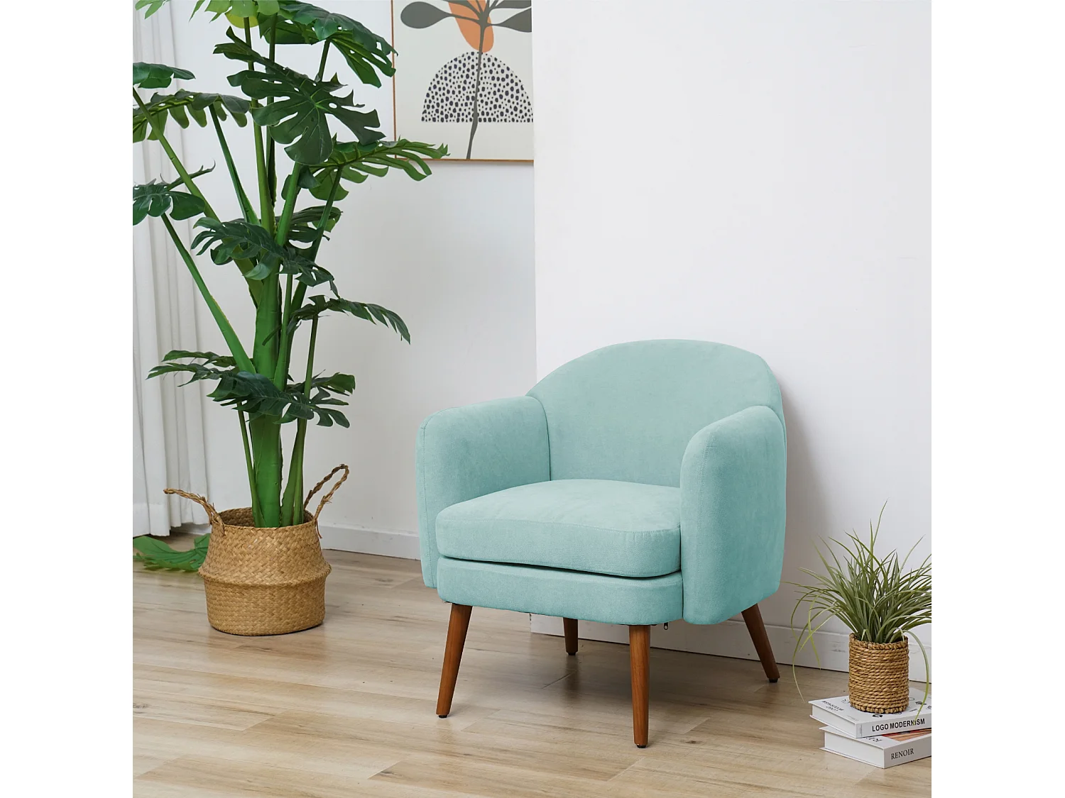 Fauteuil rembourré accoudoirs moderne
