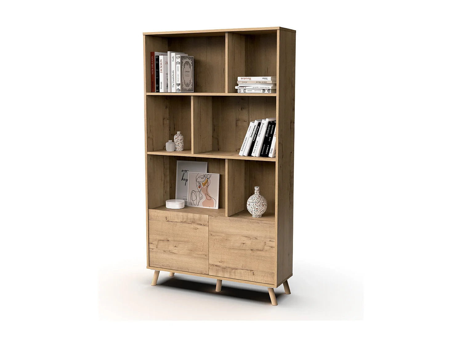 Biblioteca color Roble dorado - Altura 179 x Longitud 100 x Profundidad 30 cm
