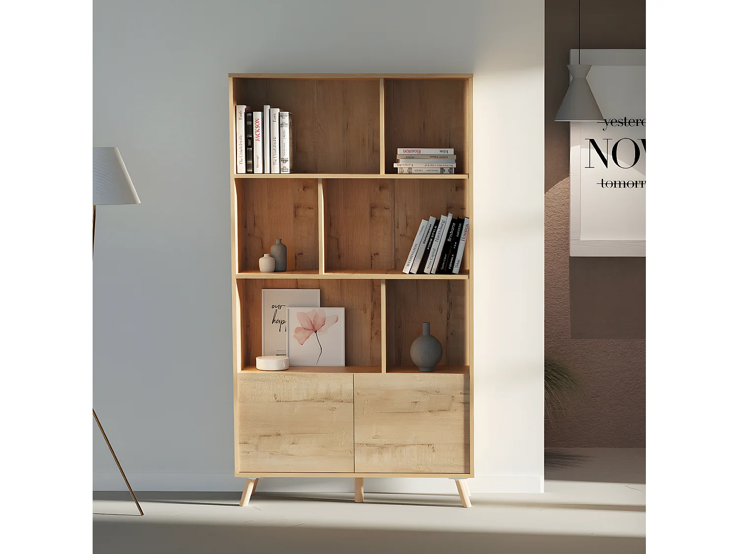 Biblioteca color Roble dorado - Altura 179 x Longitud 100 x Profundidad 30 cm