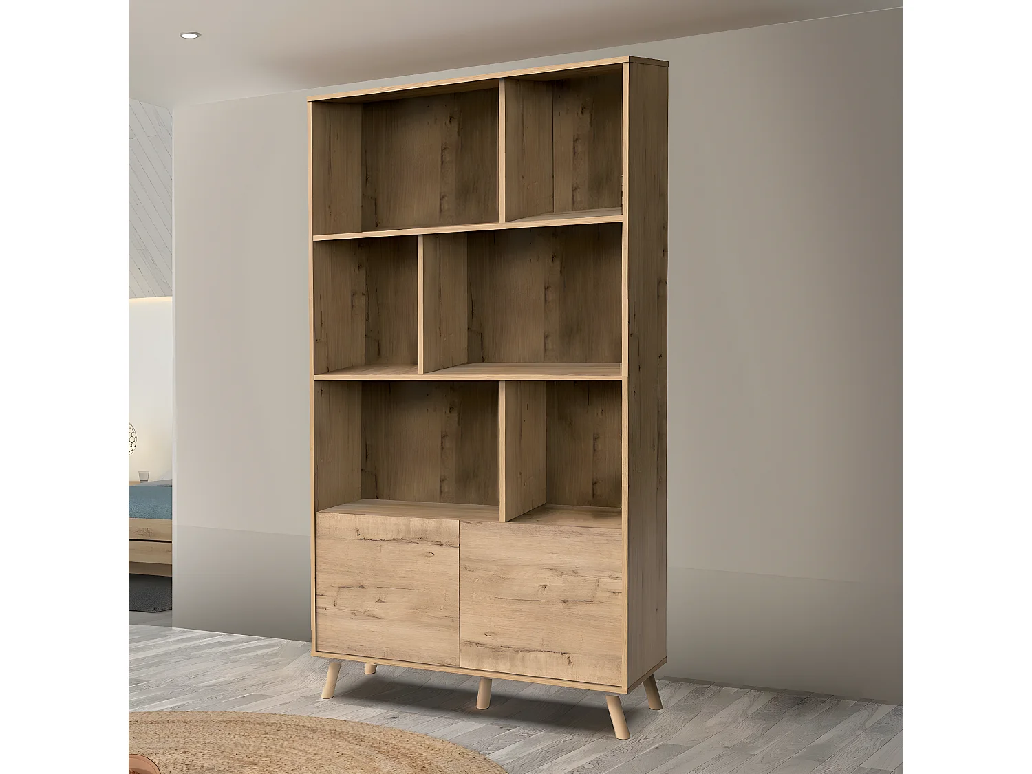 Biblioteca color Roble dorado - Altura 179 x Longitud 100 x Profundidad 30 cm