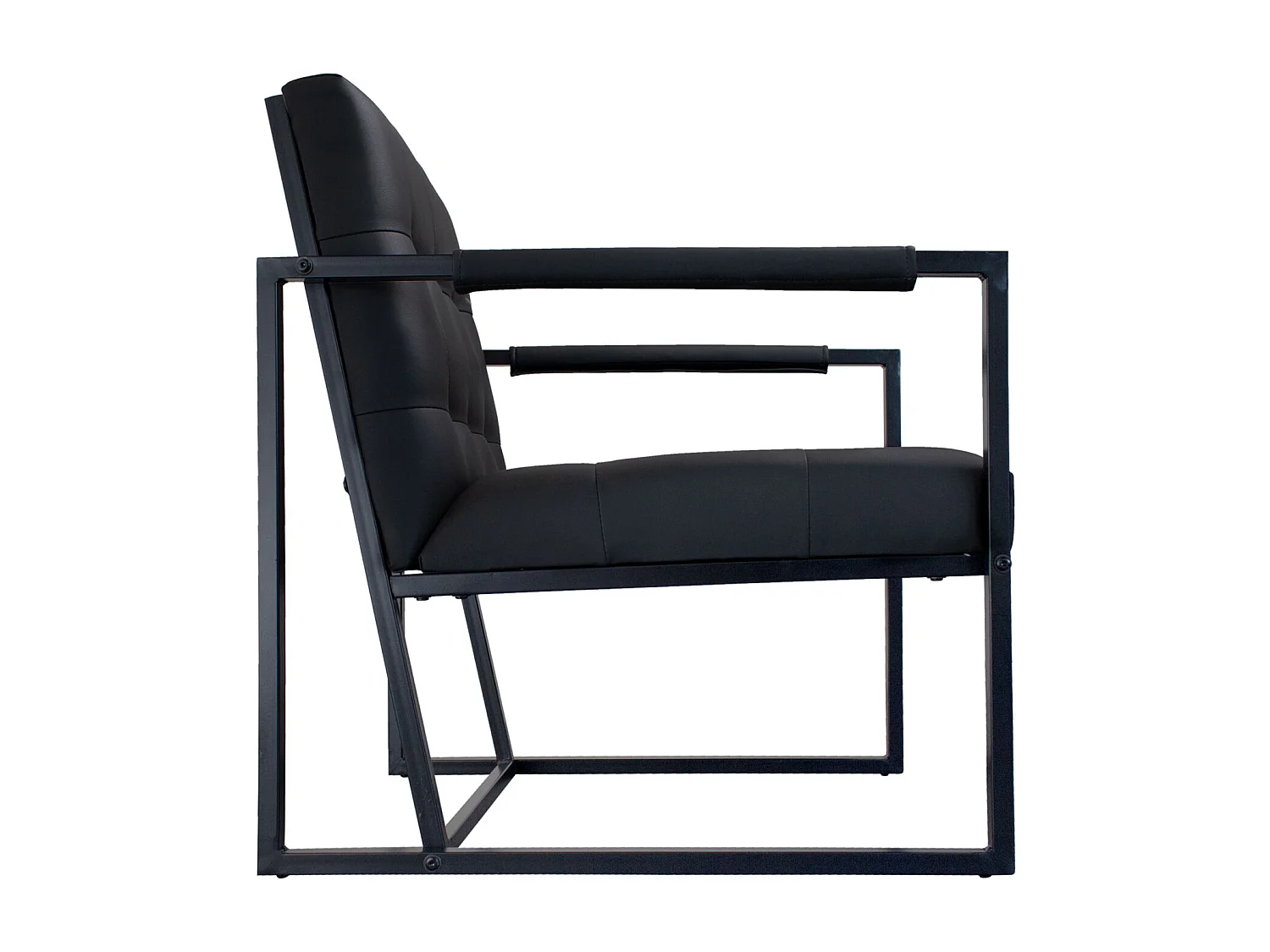 chaise cocktail JONES chaise longue rembourrée avec structure en acier simili cuir noir