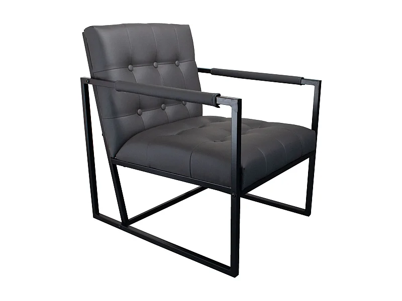 chaise cocktail JONES chaise longue rembourrée avec structure en acier simili cuir gris foncé