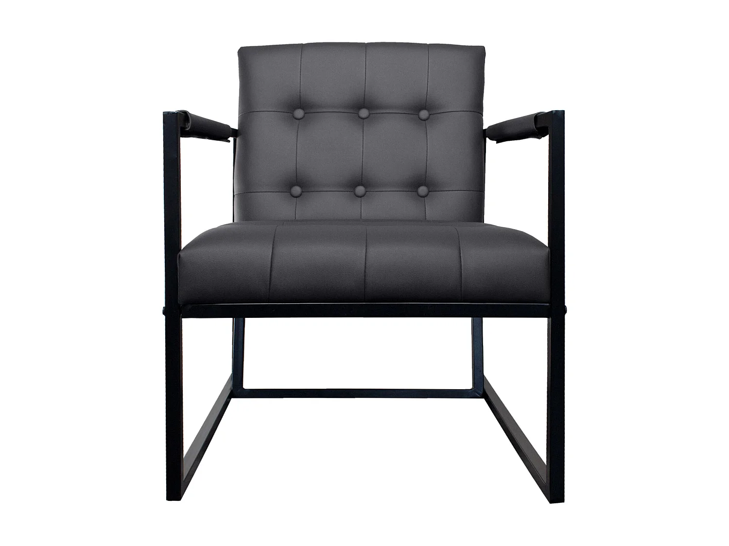 chaise cocktail JONES chaise longue rembourrée avec structure en acier simili cuir gris foncé