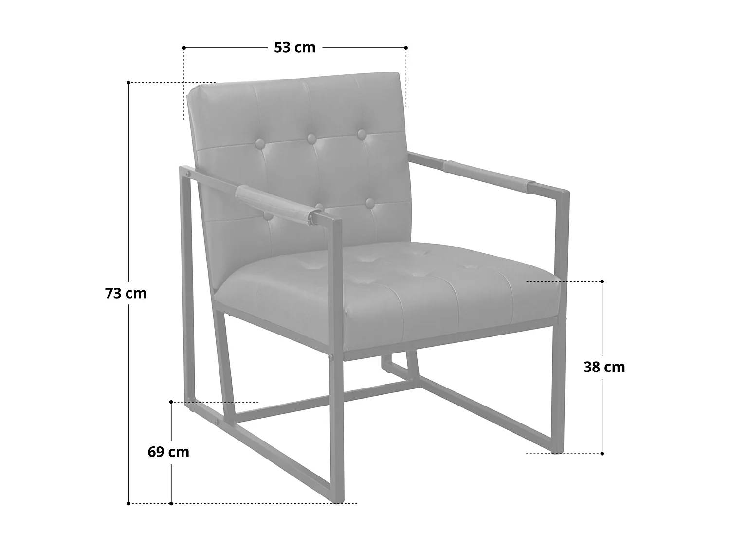 chaise cocktail JONES chaise longue rembourrée avec structure en acier simili cuir gris foncé