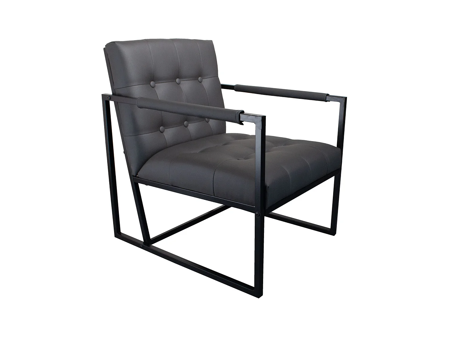 chaise cocktail JONES chaise longue rembourrée avec structure en acier simili cuir gris foncé
