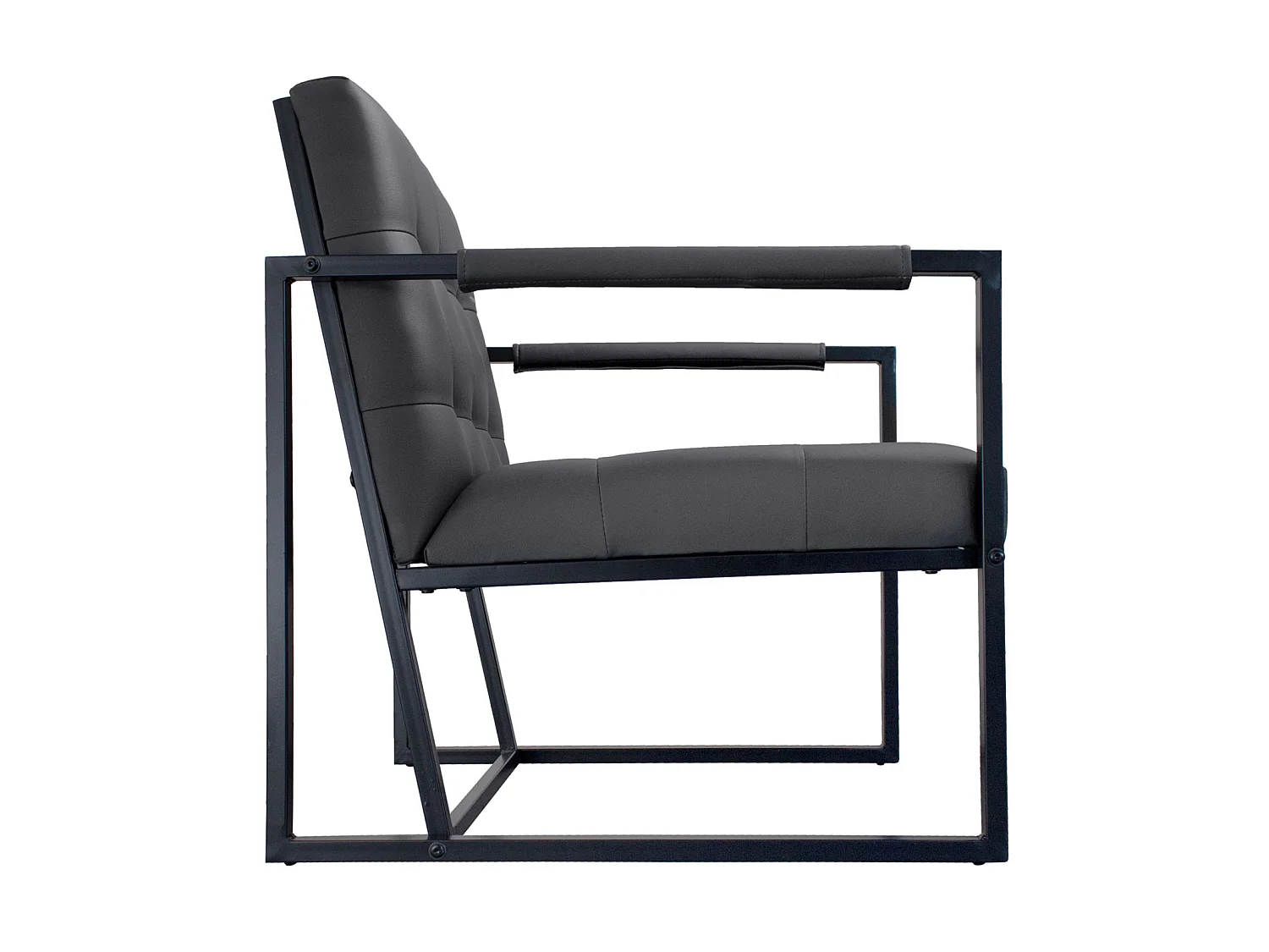 chaise cocktail JONES chaise longue rembourrée avec structure en acier simili cuir gris foncé
