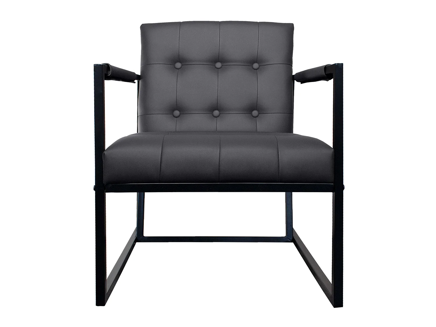 chaise cocktail JONES chaise longue rembourrée avec structure en acier simili cuir gris foncé