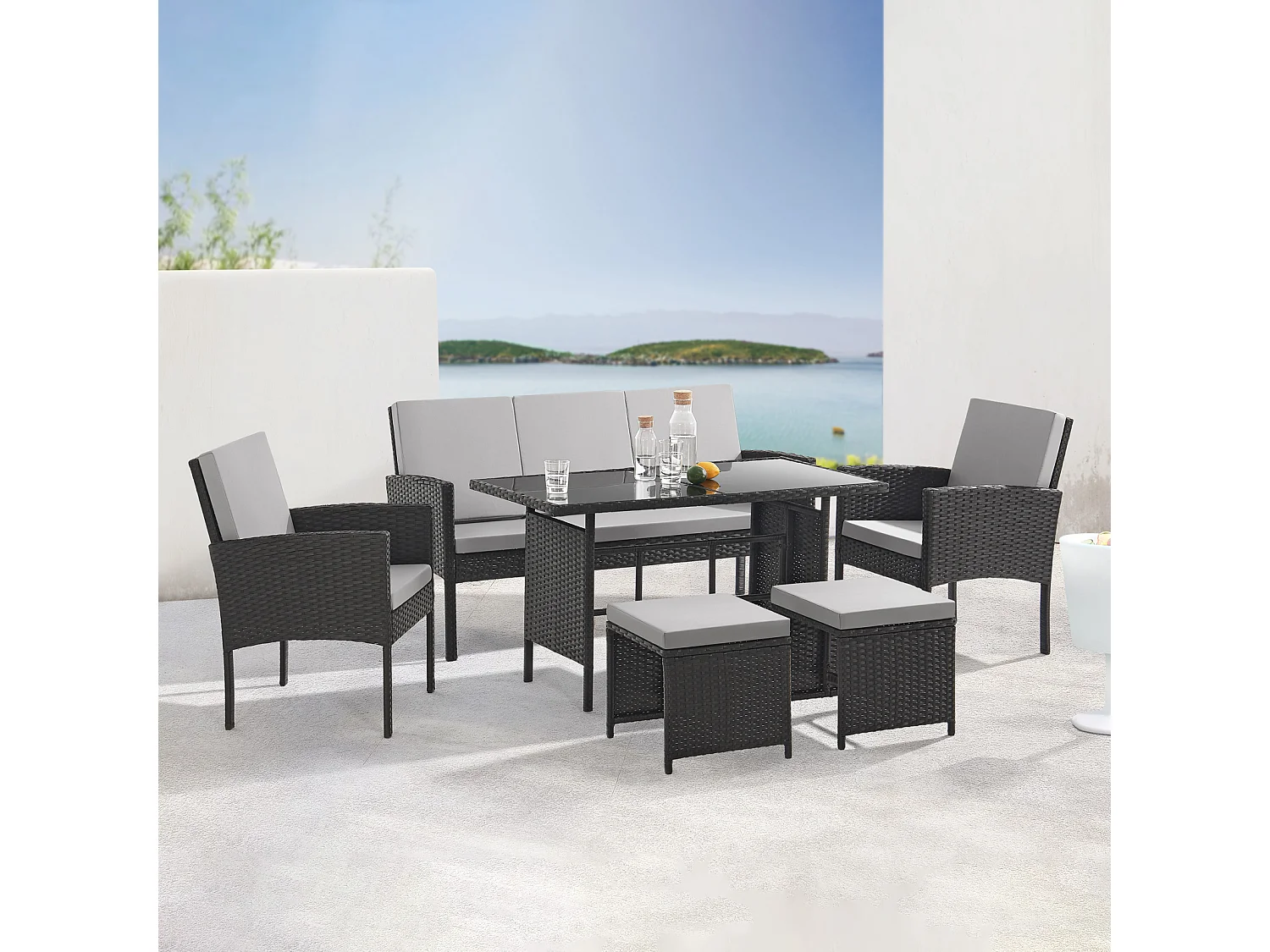 Meuble de jardin en poly rotin