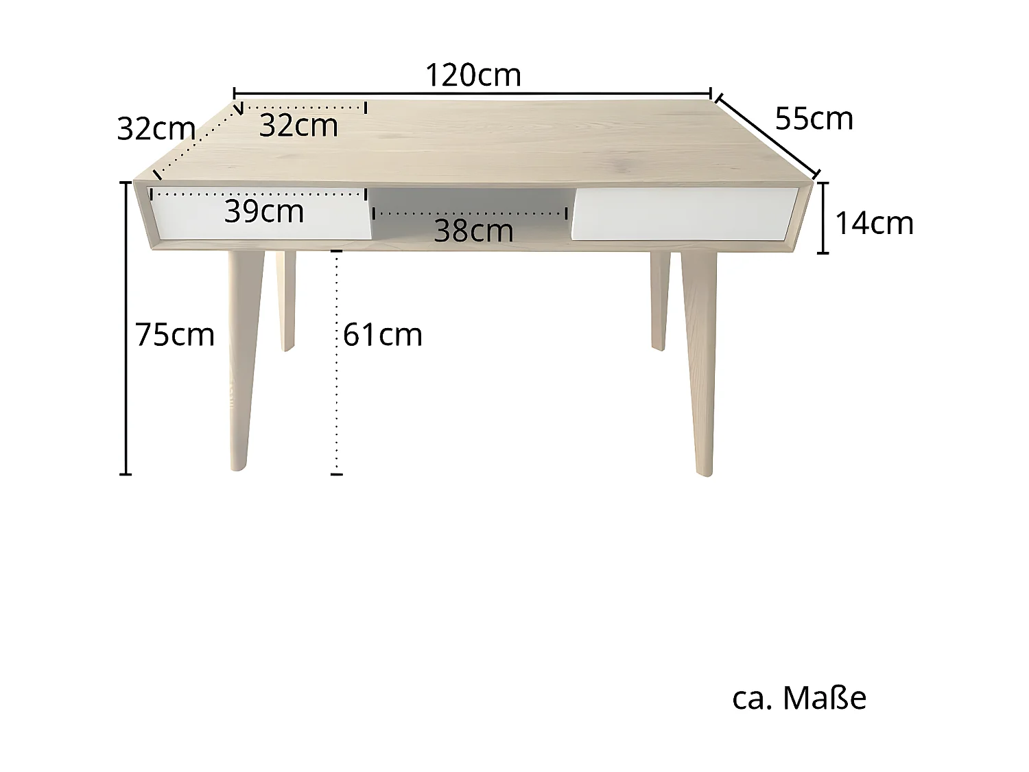 Bureau imitation bois avec tiroirs