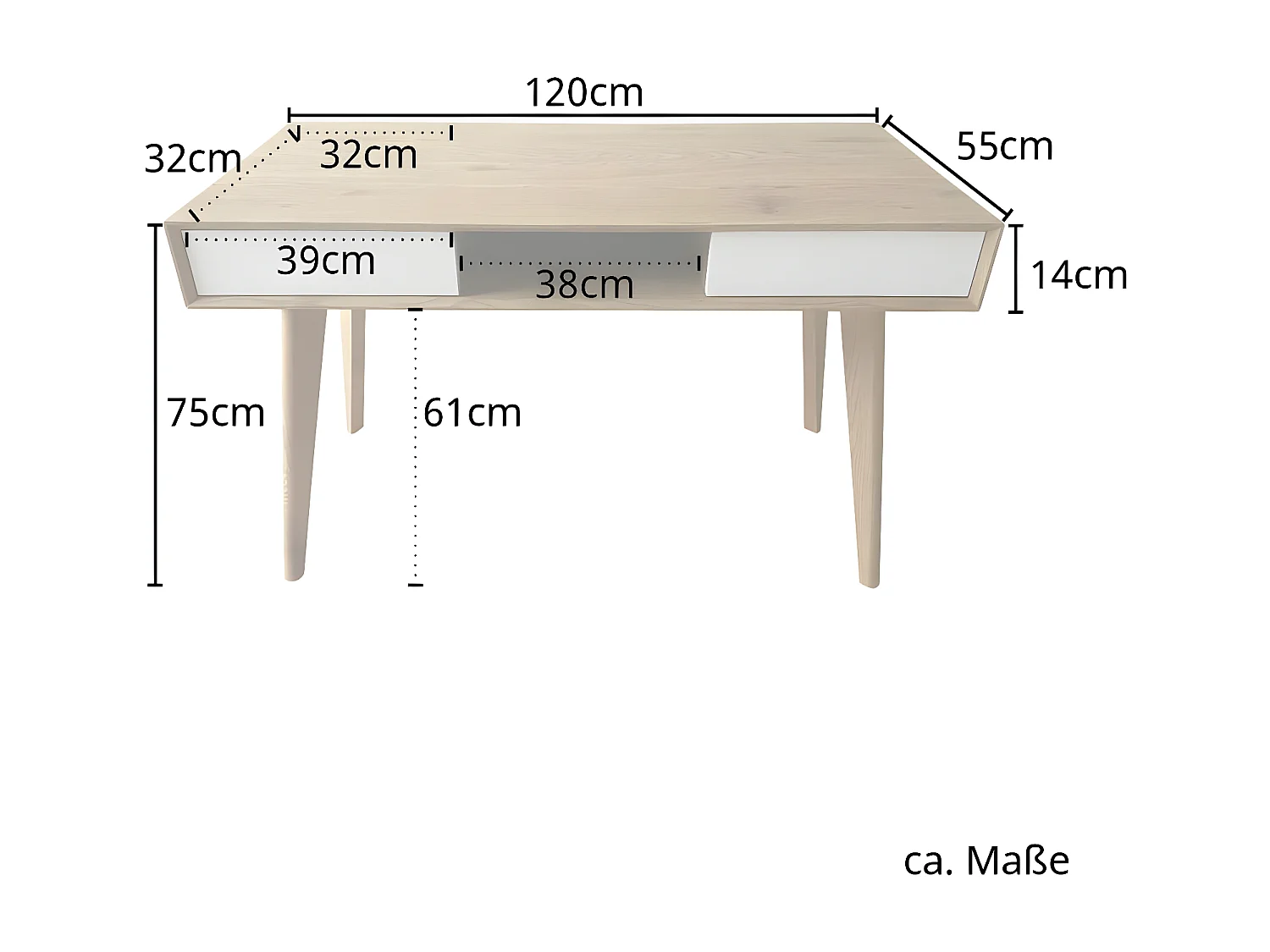 Bureau imitation bois avec tiroirs