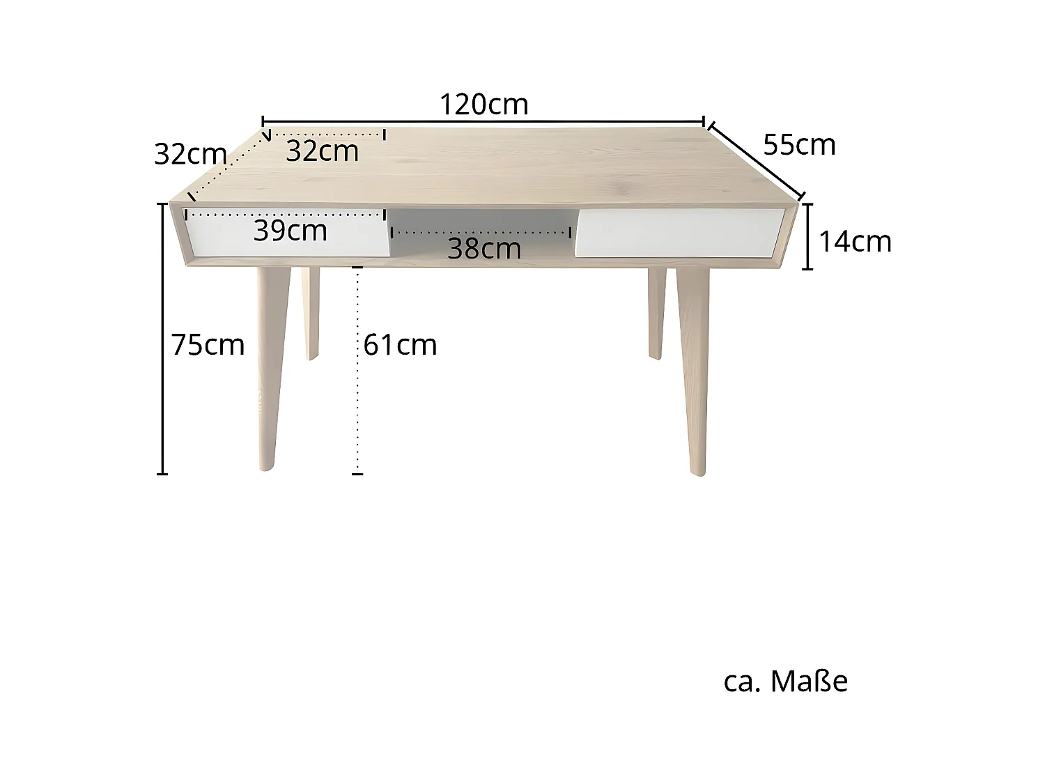 Bureau imitation bois avec tiroirs