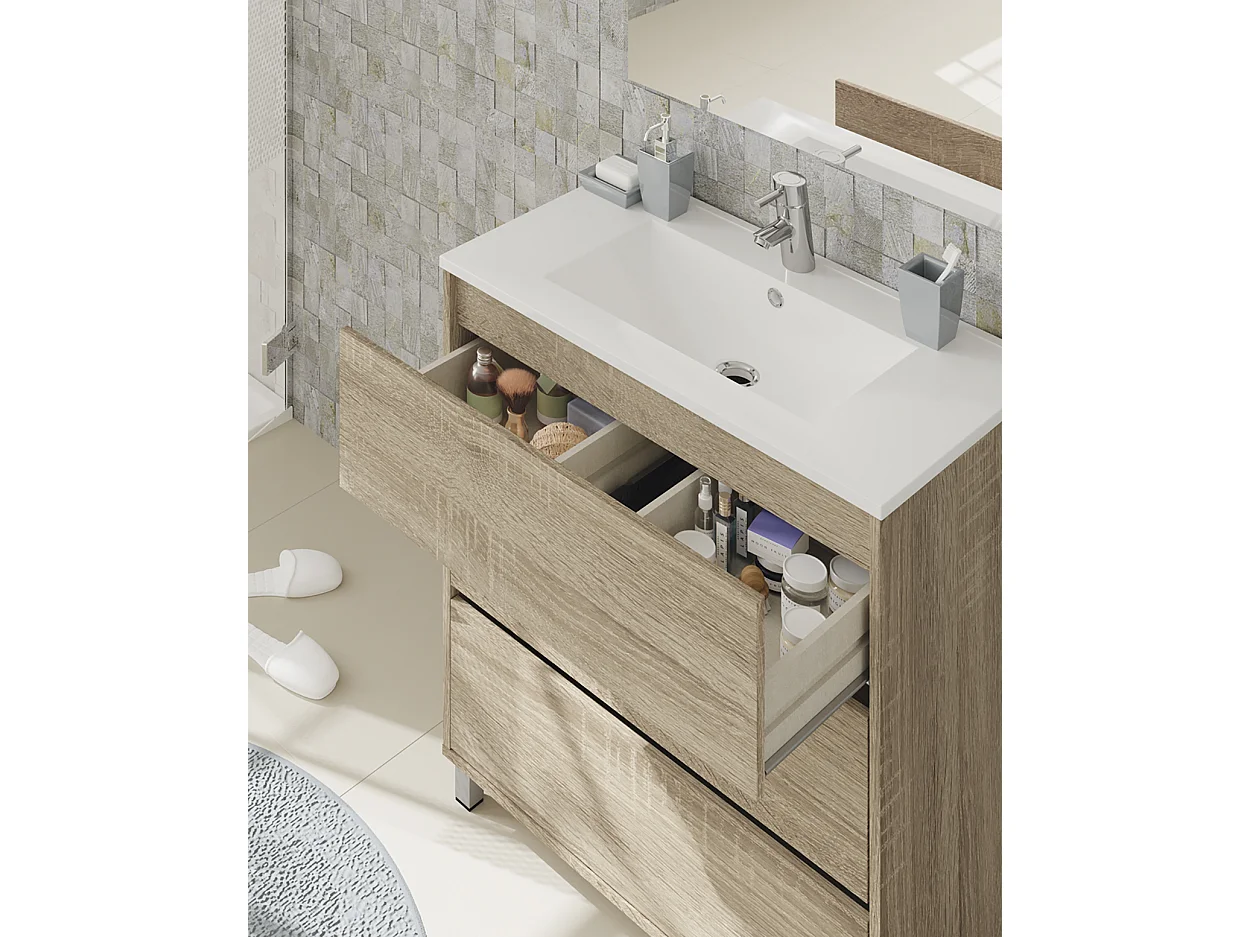 Mueble Lavabo con Espejo color Cambrian - Altura 90 x Longitud 81.5 x Profundidad 46.5 cm