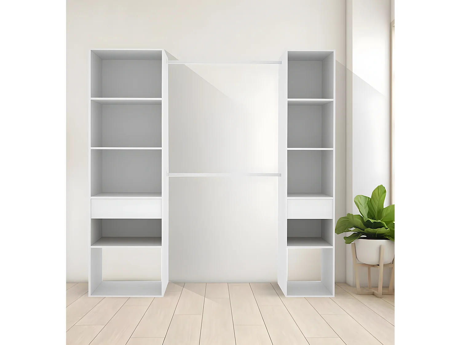 Armario Vestuario color Blanco - Altura 200 x Longitud 200 x Profundidad 50 cm