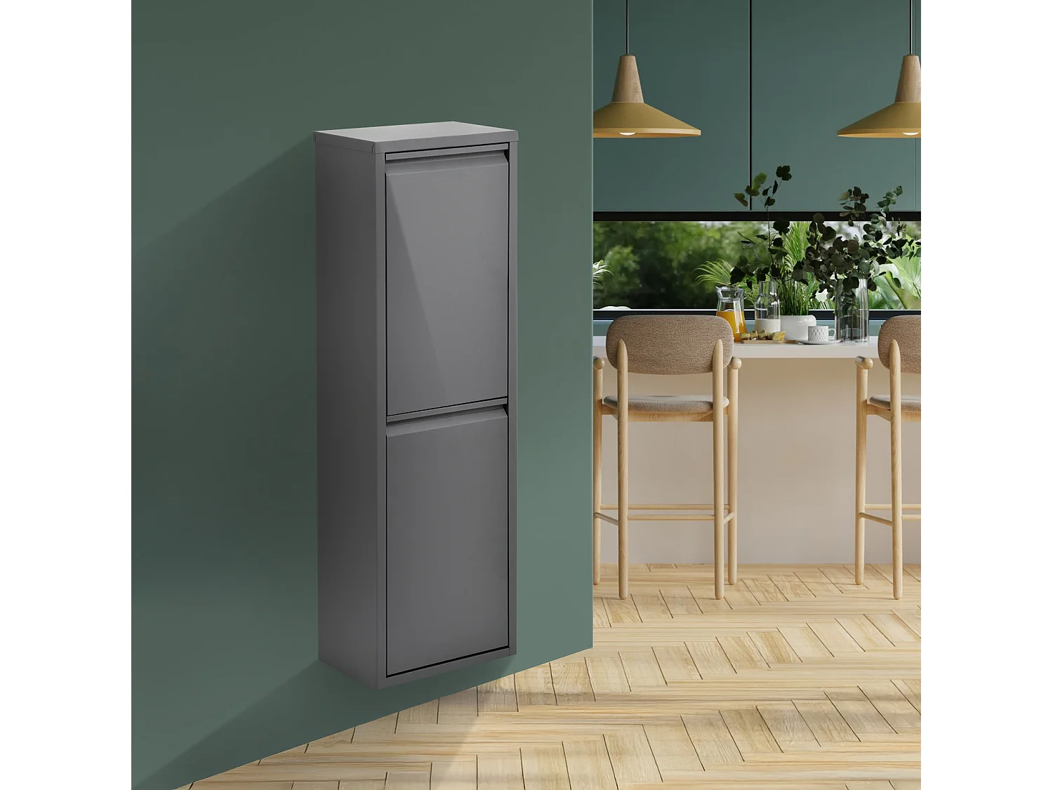 Poubelle de tri 2 x 15 L en inox