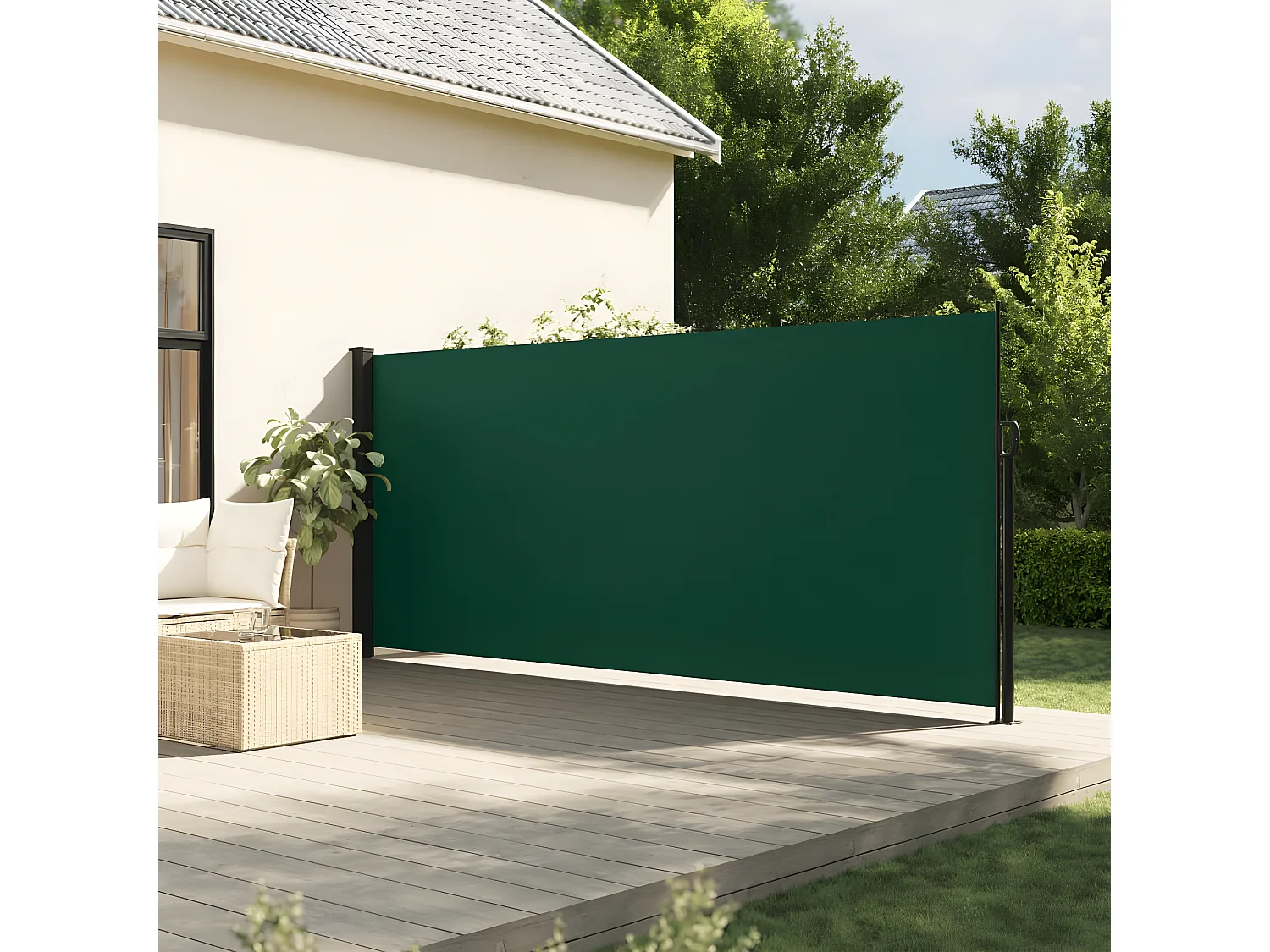 Toldo lateral retrátil 180x500 cm verde-escuro