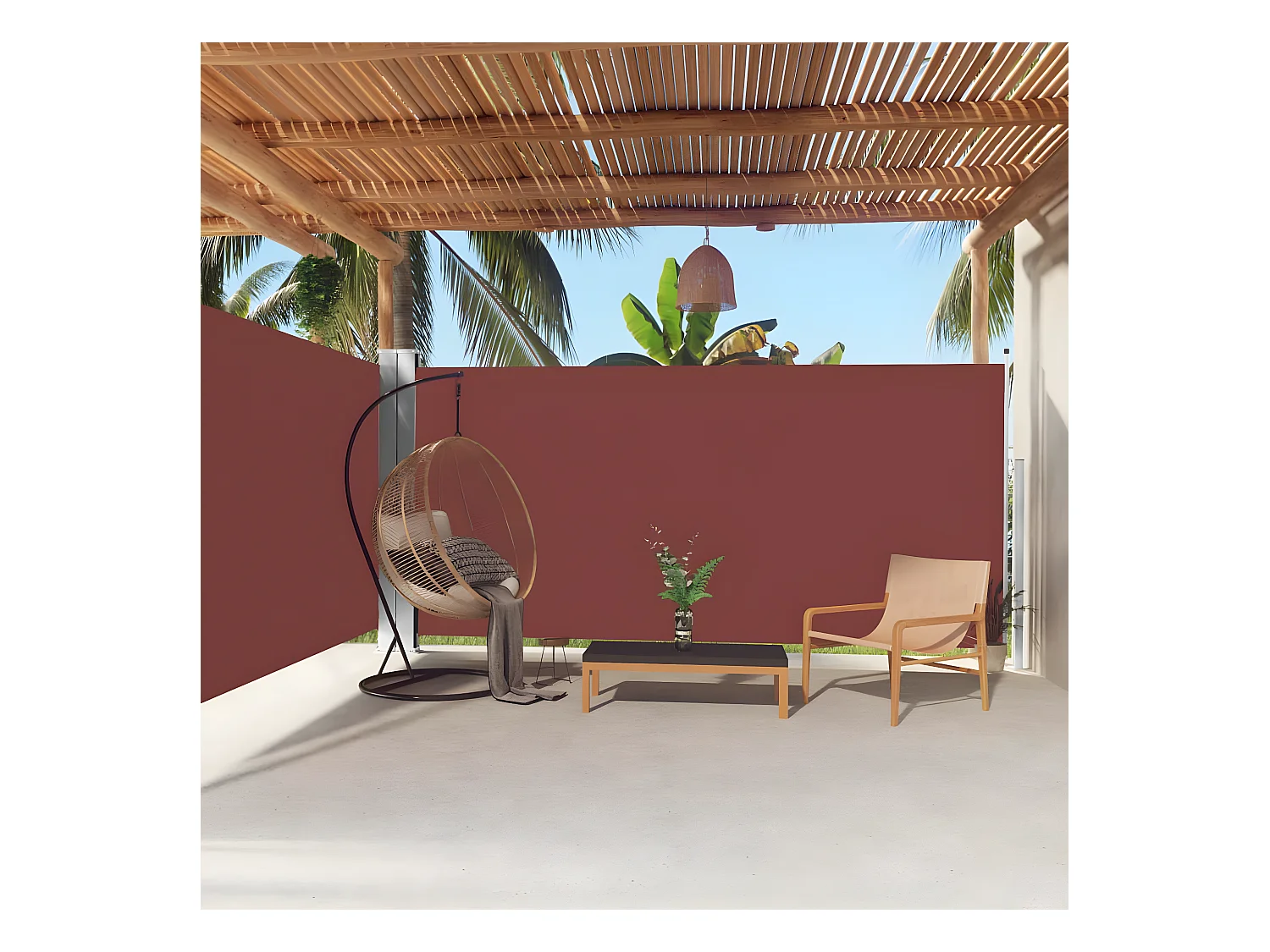 Toldo lateral retrátil 180x600 cm castanho