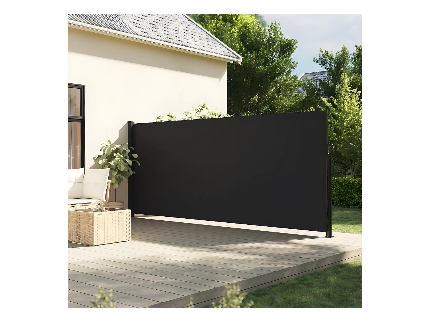 Auvent latéral rétractable noir 180x500 cm