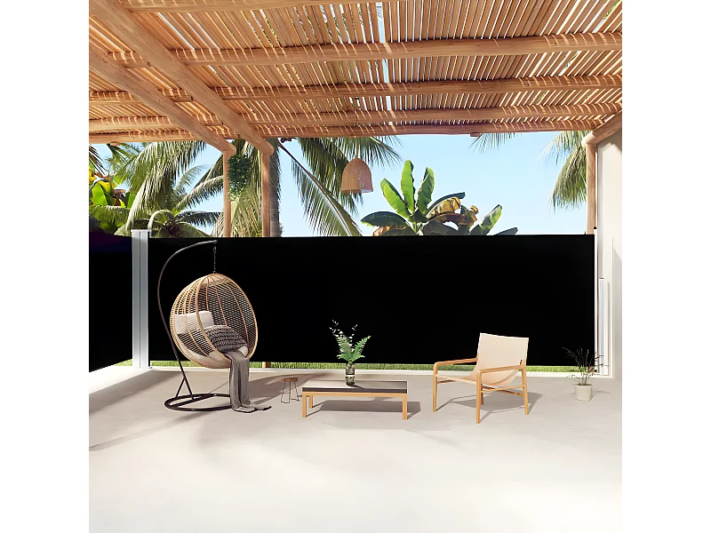 Toldo lateral retrátil 180x1000 cm preto