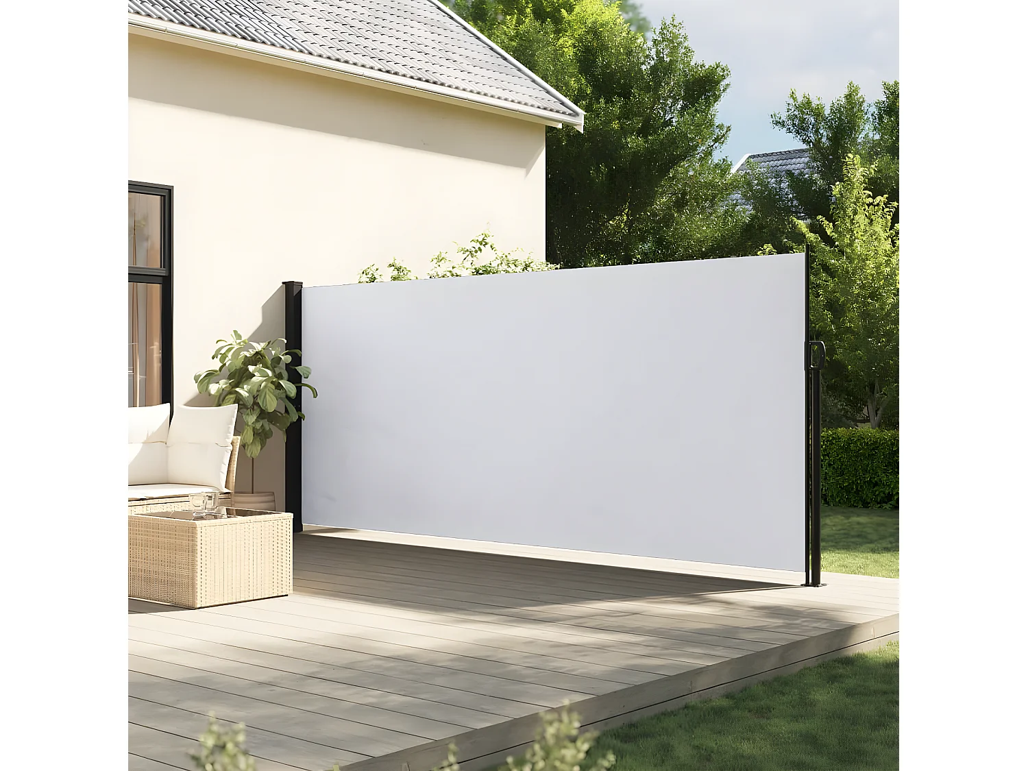 Toldo lateral retráctil blanco 180x500 cm