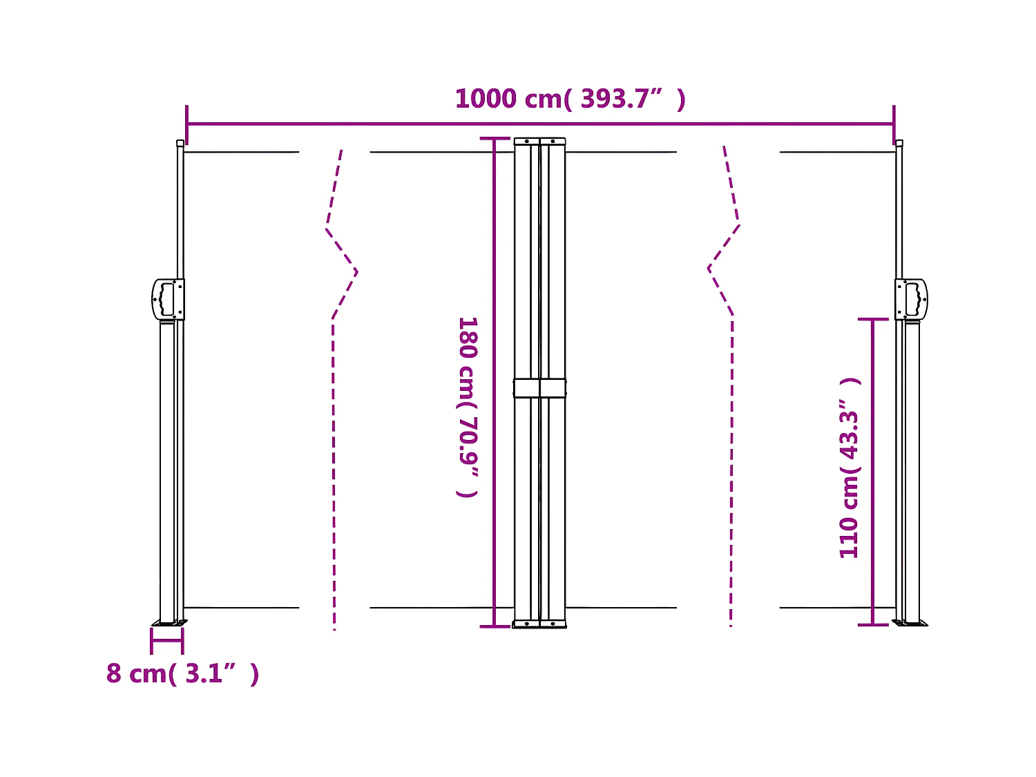 Auvent latéral rétractable anthracite 180x1000 cm