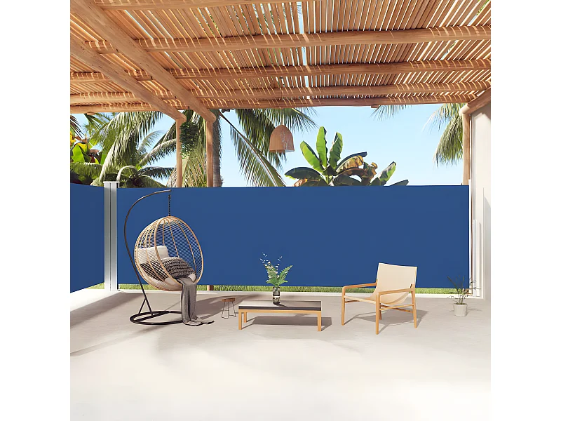 Toldo lateral retráctil azul 180x1000 cm