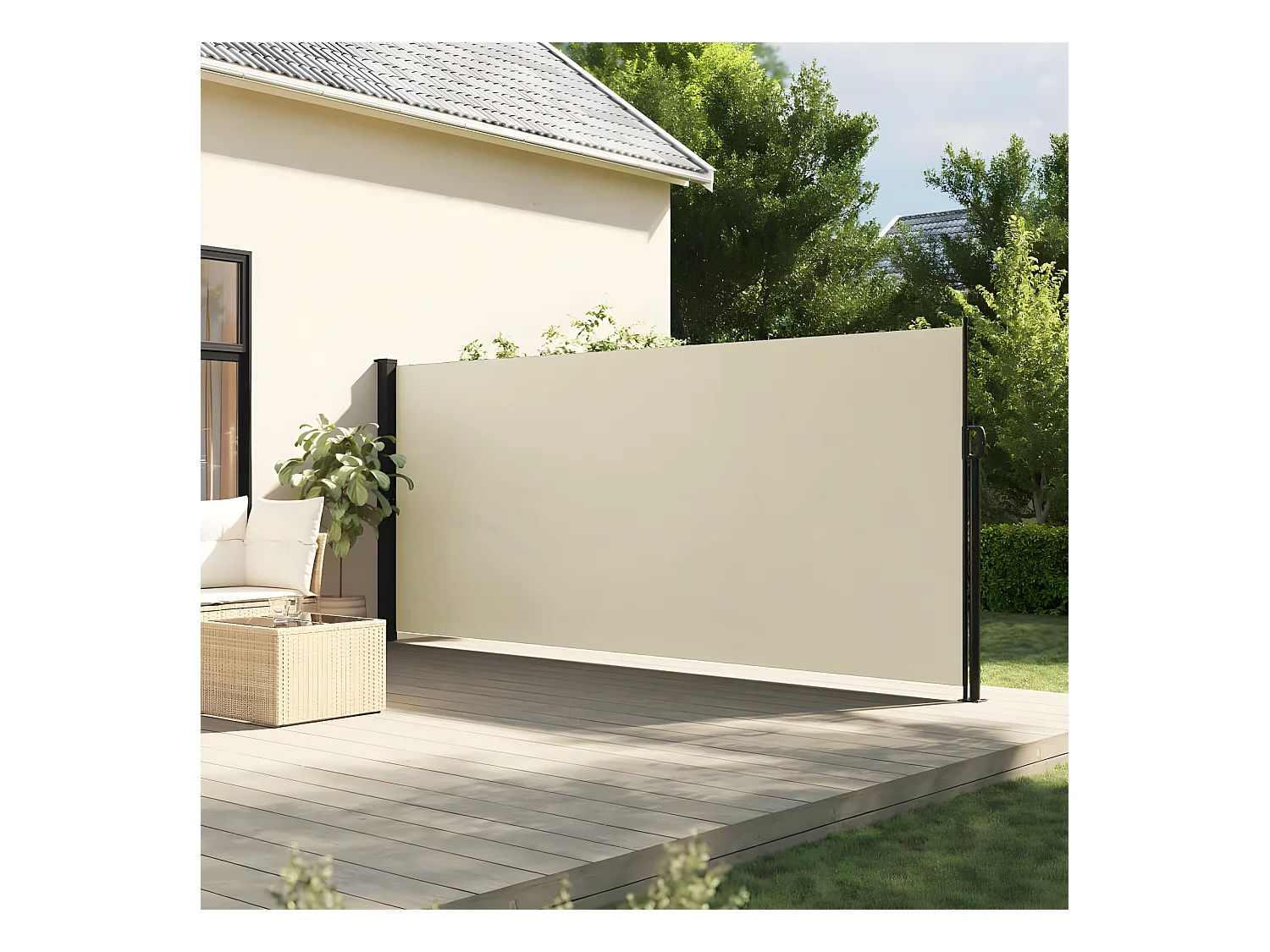 Auvent latéral rétractable crème 180x500 cm