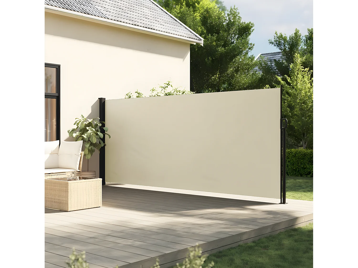 Auvent latéral rétractable crème 180x500 cm