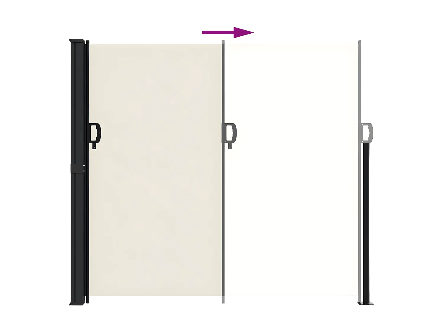 Auvent latéral rétractable crème 180x500 cm