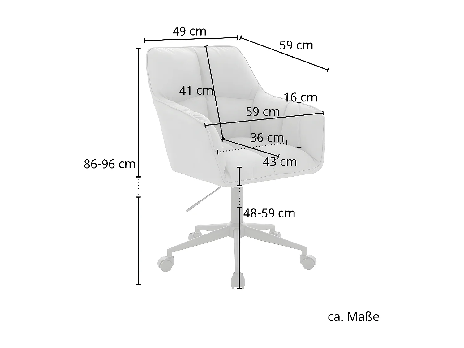 Chaise de bureau avec accoudoirs réglable en hauteur