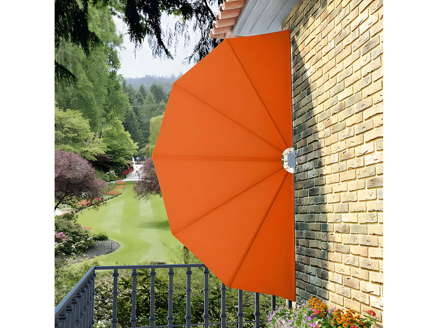 Auvent latéral pliable de terrasse Terre cuite 160 cm