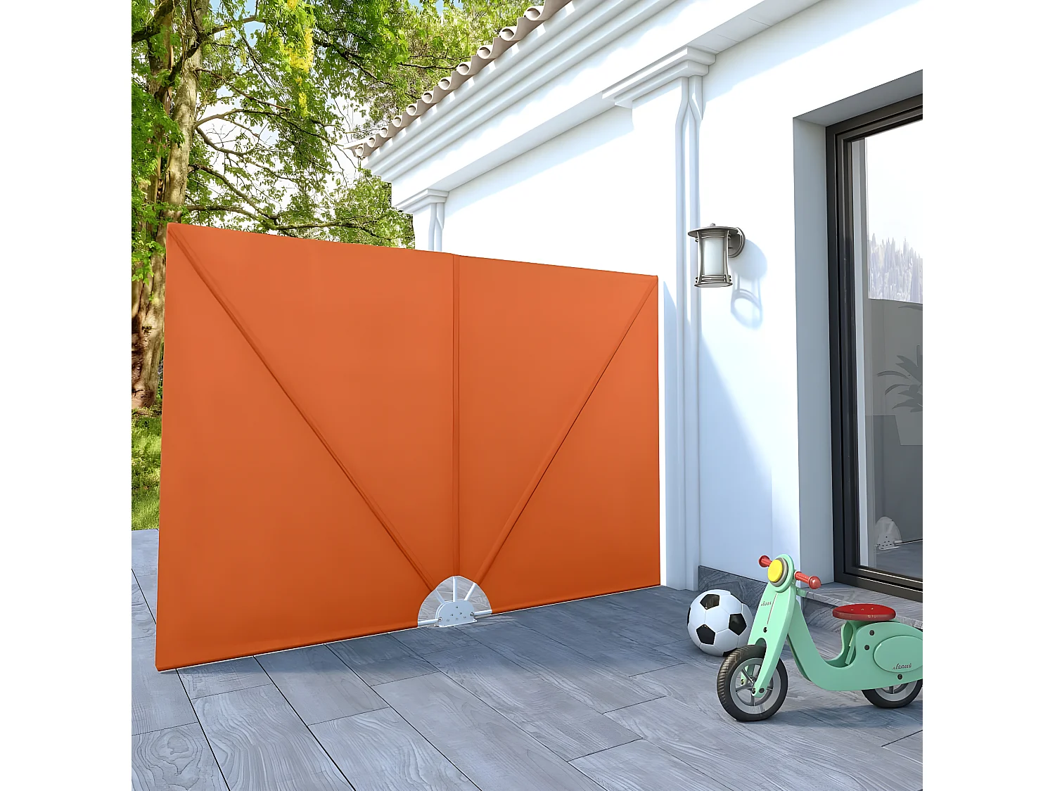 Auvent latéral pliable de terrasse Terre cuite 240 x 160 cm
