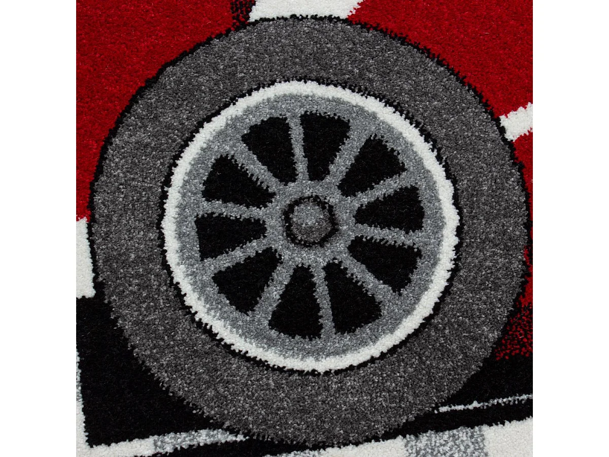 Tapis enfant 160x230 rectangle tissé rouge et gris KID RACE