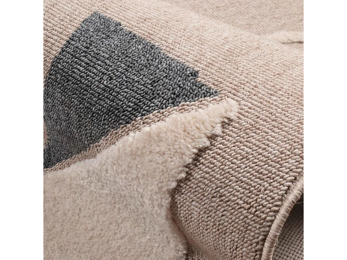 Tapis enfant 80x150 tissé beige et blanc motif fresque CERFVOLANT