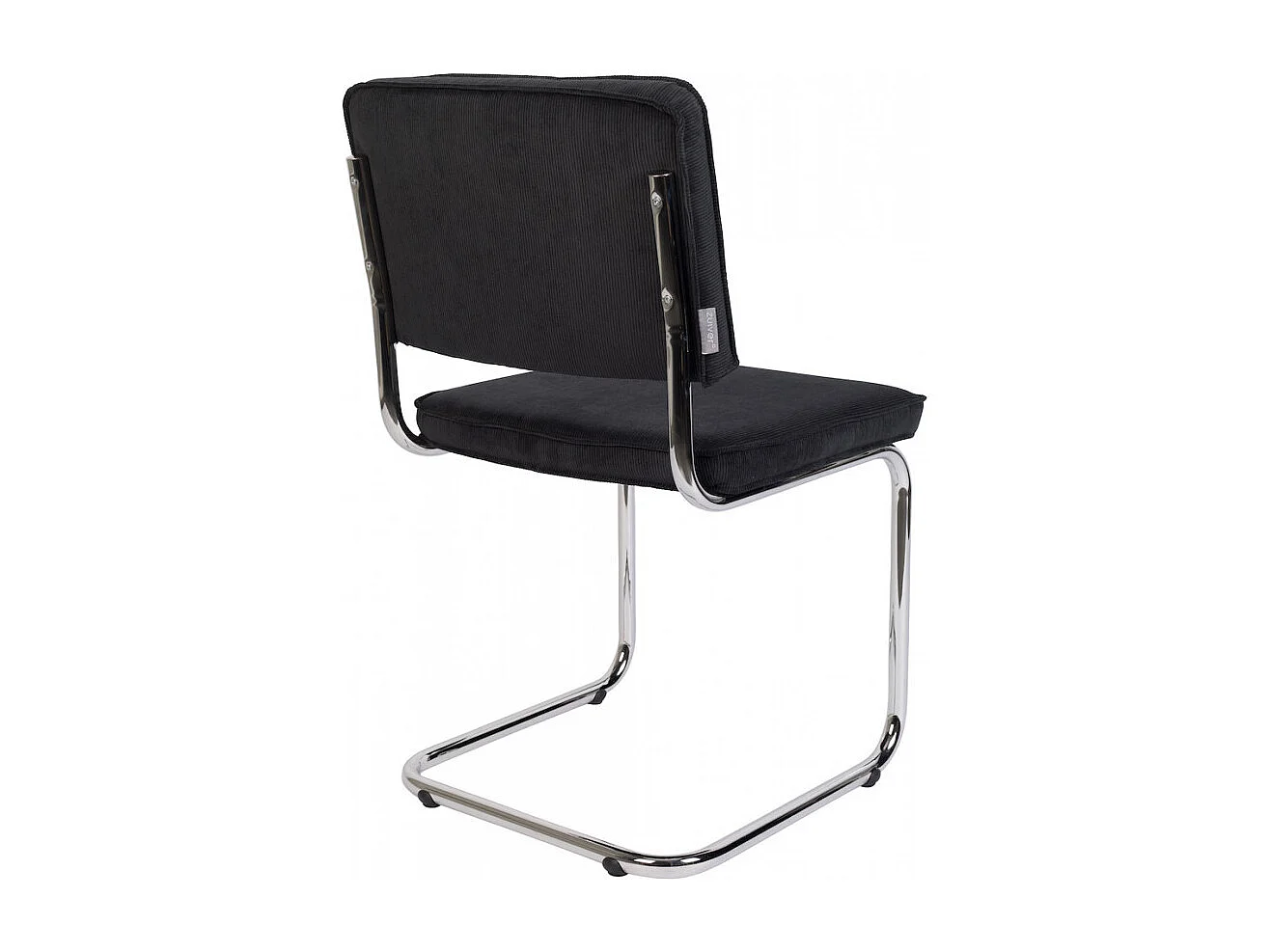 RIDGE - Chaise de repas en velours côtelé noir