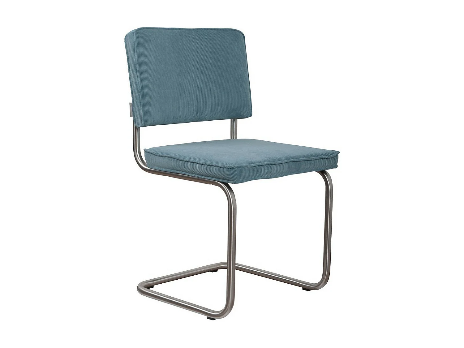 RIDGE - Chaise de repas en velours côtelé bleu