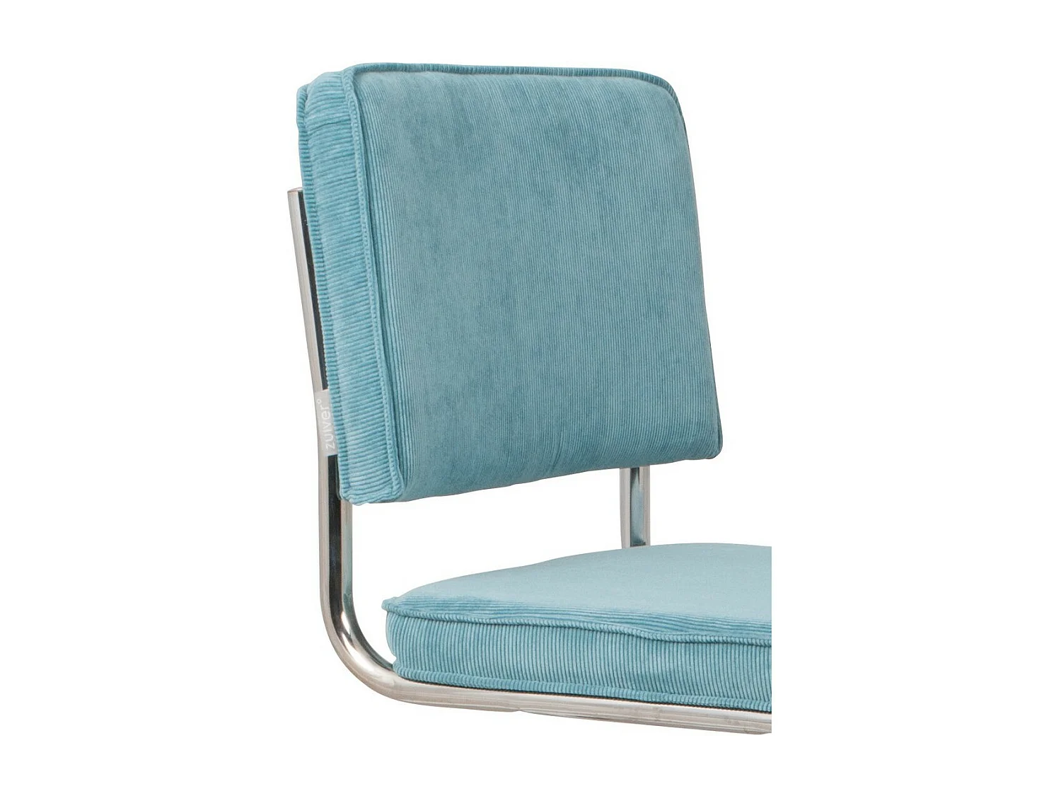 RIDGE - Chaise de repas en velours côtelé bleu