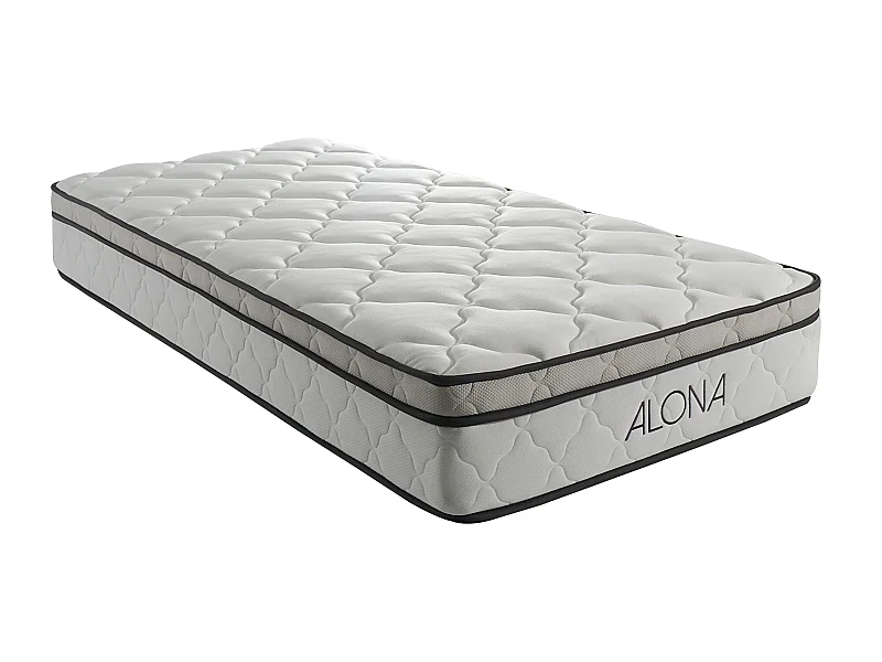 Matelas Alona 70x190 Hauteur 25,5 cm 5 Zones de Confort Ressorts Memoire de Forme 80 Kg/m3