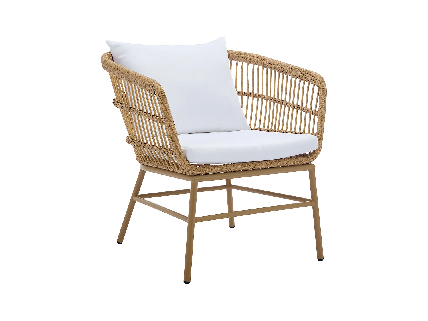 Fauteuil de jardin en résine tressée - Naturel clair - LOUSINI de MYLIA
