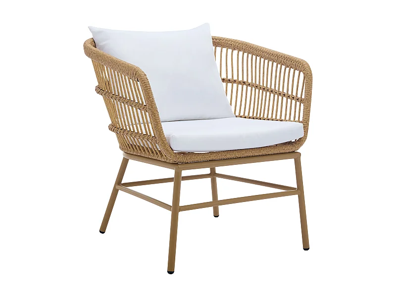 Fauteuil de jardin en résine tressée - Naturel clair - LOUSINI de MYLIA