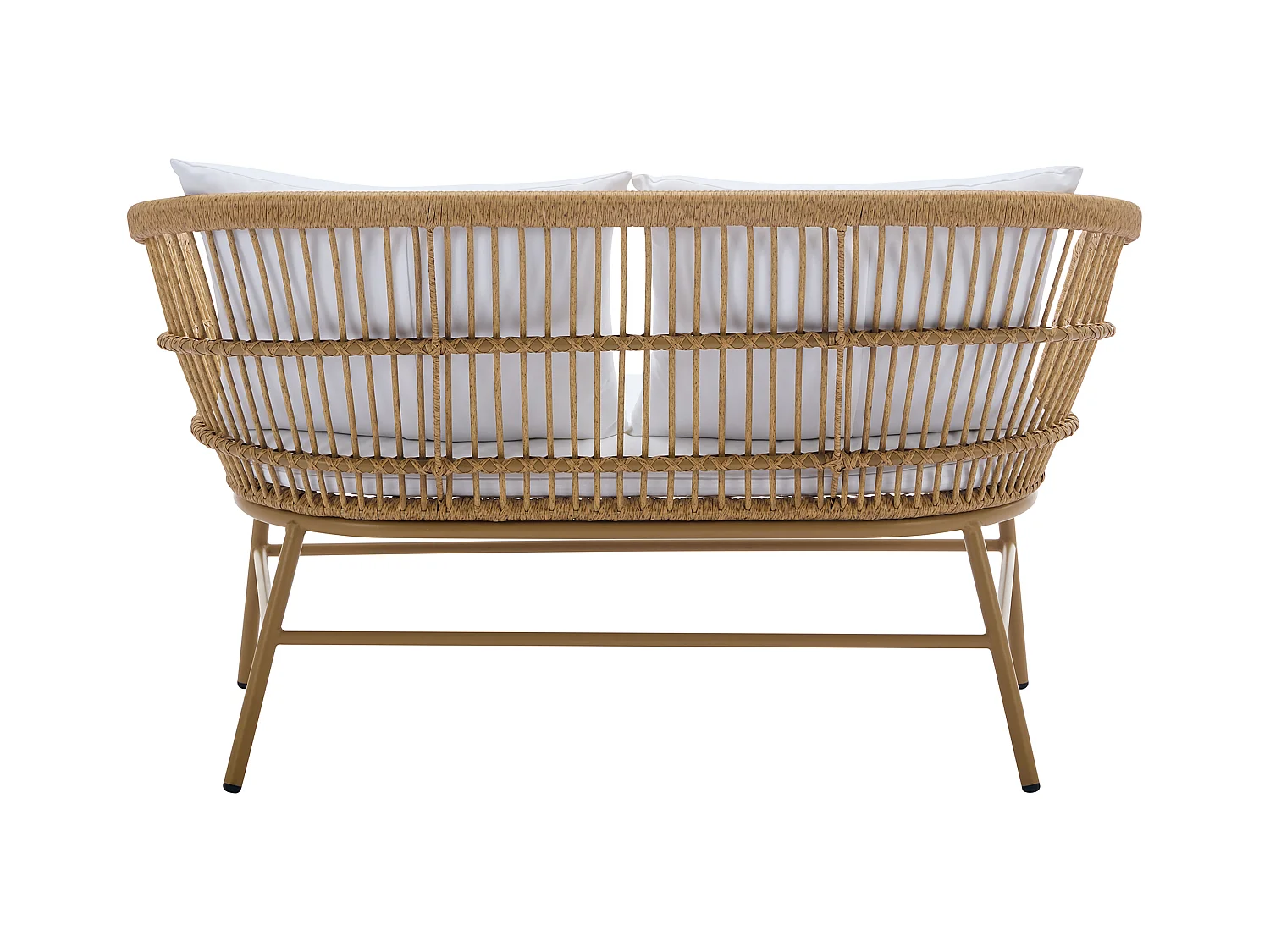 2-sits trädgårdssoffa i flätad konstrotting - Ljus naturlig - LOUSINI från MYLIA