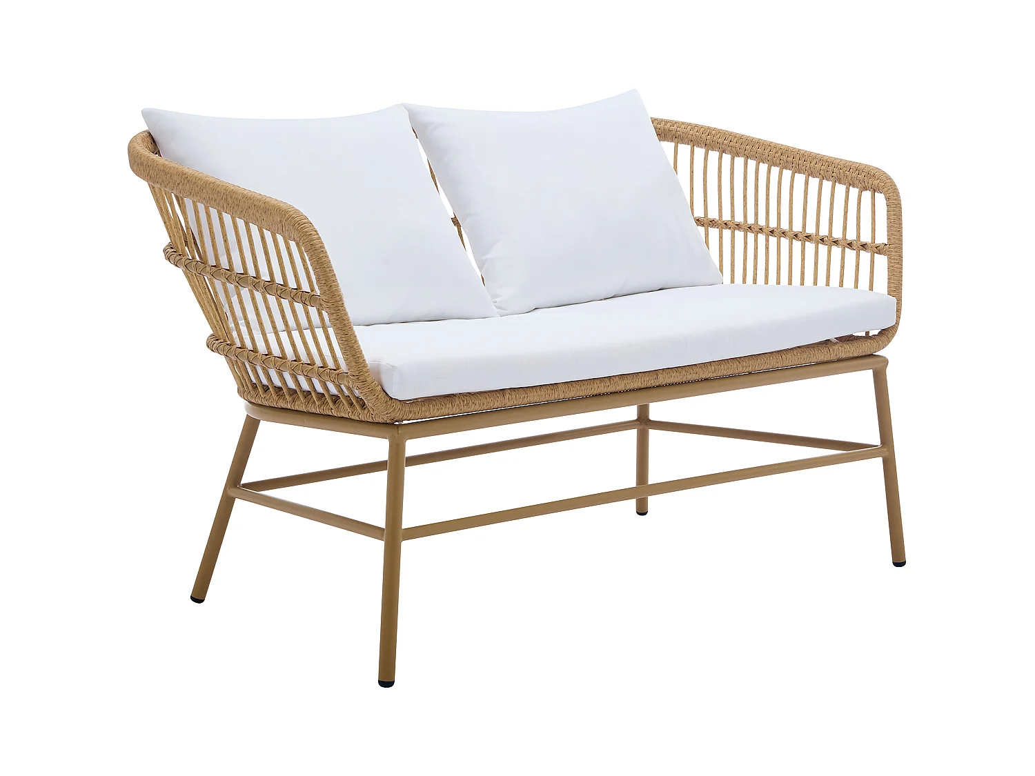 Gartensofa 2-Sitzer - Polyrattan - Holzfarben hell - LOUSINI von MYLIA